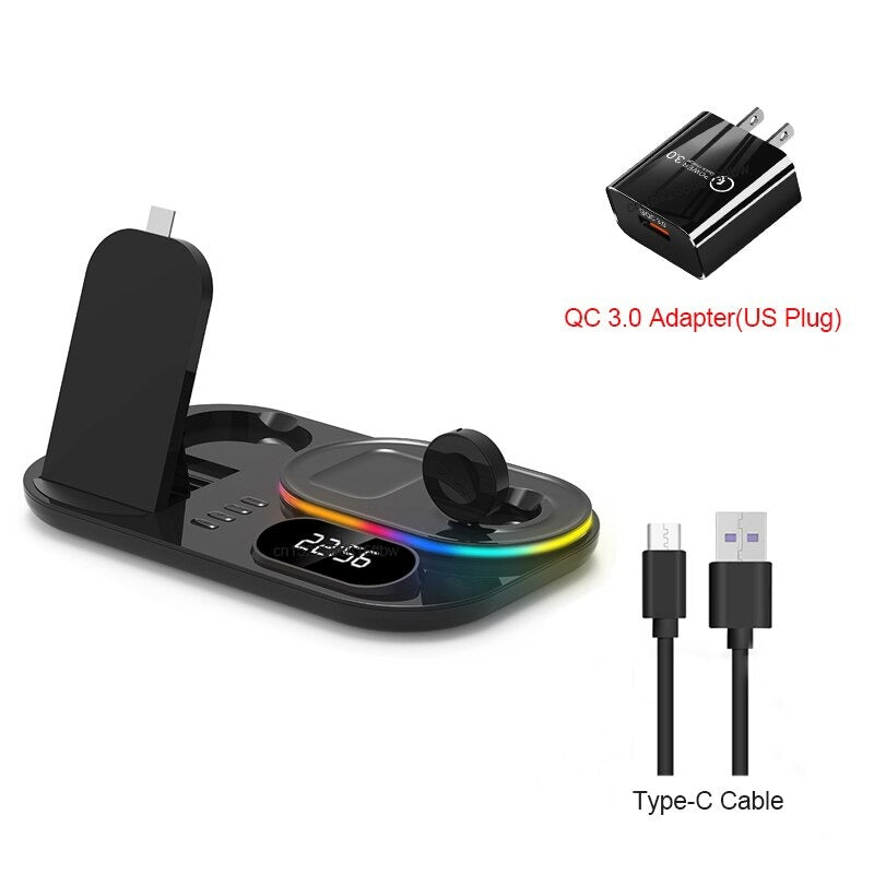 3 in 1 Qi-Certified Fast  Wireless Charger Station For Samsung Devices