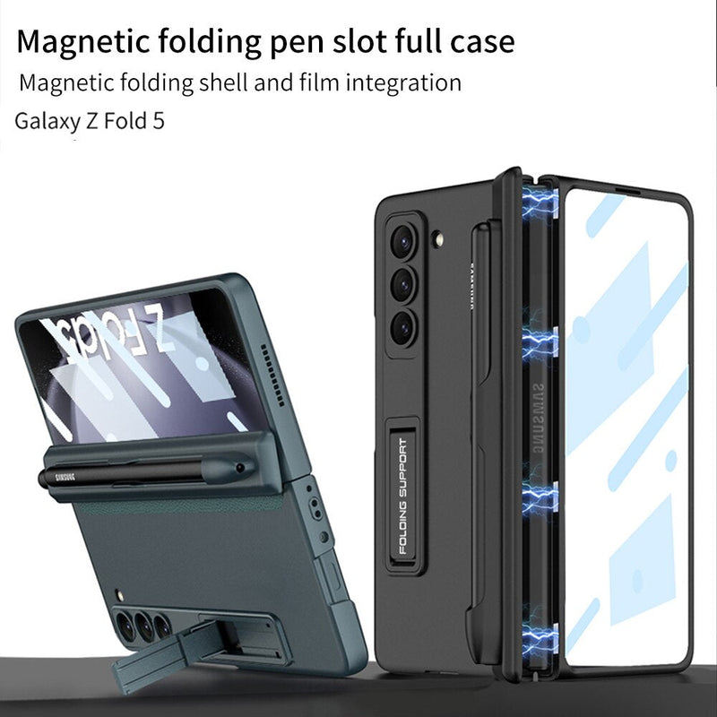 Shockproof Matte Case With Bracket & Pen Holder For Samsung Galaxy Z Fold 5