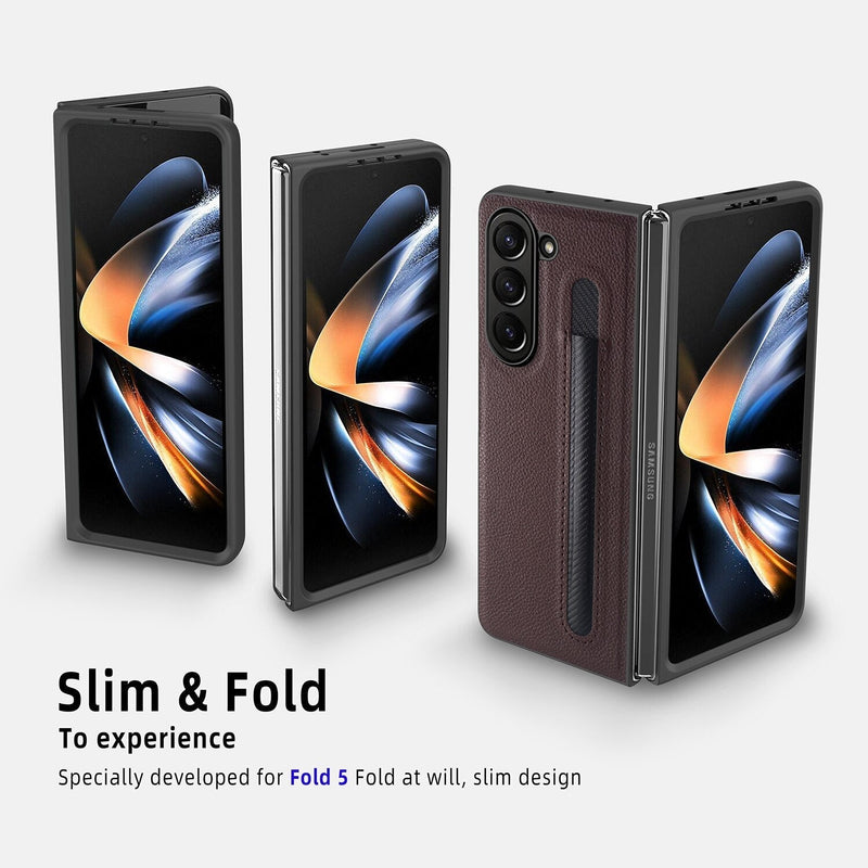 Luxury Leather Case With Pen Slot For Samsung Galaxy Z Fold 5